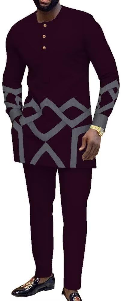 African Mens Clothing Dashiki Suits for Wedding O-Neck African Attire Nigerian Clothing Formal Outfits Slim Fits