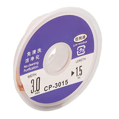 Solder Wick Braid, Rapid Absorption Solder Wick Soft Red Copper 1.5m Length Easy to Use Low for PCB (CP-3015)