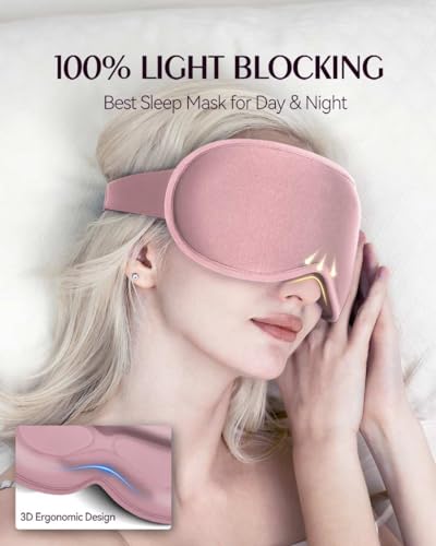 Weighted Sleep Mask for Women Men(2 Pack), 3D Contoured Eye Cover for Lash Extensions, Best Blackout Blindfold for Meditation, Airplane Travel, Memory Foam, Adjustable Strap, Black Pink - Image 6