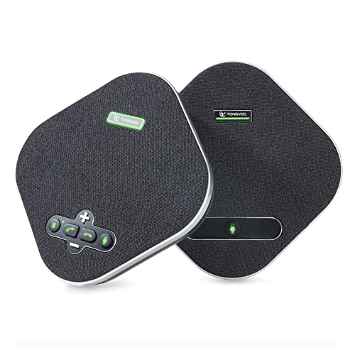 TONGVEO Bluetooth Speakerphones Conference Microphone,2 in 1 Daisy Chain Conference Speakers with Microphone,360° Voice Pickup Noise Reduction 8 Hour Call Time for up to 20 People Business Conference
