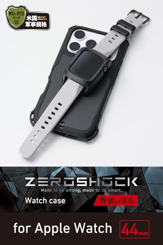 エレコム Apple Watch 保護ケース 44mm [Apple Watch SE3/SE2/SE 対応] ZEROSHCK バンパー ポリカ―ボネート素材 TPU素材 デュアルストラクチャー ブラック AW-25DFCZEROBK