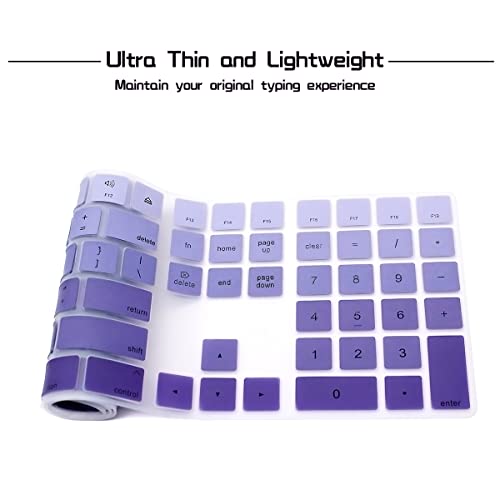 Hrh Ombre Dark Purple Silicone Keyboard Cover Keypad Skin For Magic Keyboard With Numeric Keypad A1843 Mq052Ll/A Released In 2017 (Us Layout) #TOP4