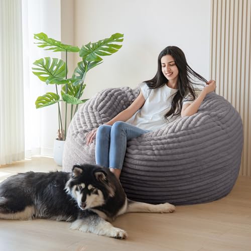 MAXYOYO Giant Bean Bag Chair Bed for Adults, Convertible Beanbag Folds from Lazy Chair to Floor Mattress Bed, Large Floor Sofa Couch, Big Sofa Bed, High-Density Foam Filling, Machine Washable Cover