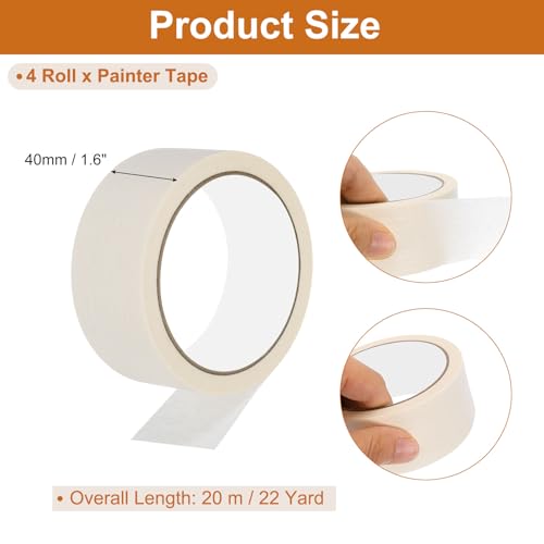 Image of PATIKIL Masking Tape 1.6 Inch Wide, 4 Roll 22 Yard Painters Tape Bulk No Residue Craft Tape for Wall Painting Labeling Car Painting Home DIY Flower Crafts Decoration, Beige
