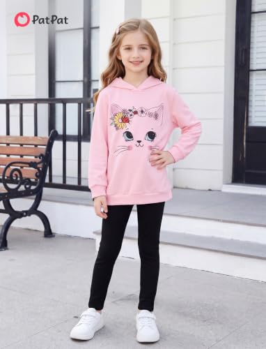 Image of PATPAT Girls 2 Piece Outfits Long Sleeve Hoodie and Leggings Clothing Set Outfits for Girls 4-12Y Fall /Winter Outfits