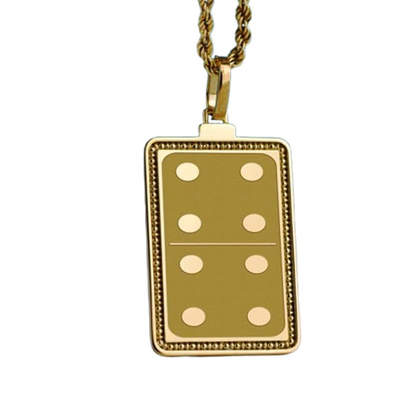 Collier argent 925 plaqué or pendentif domino chaîne maille forçat