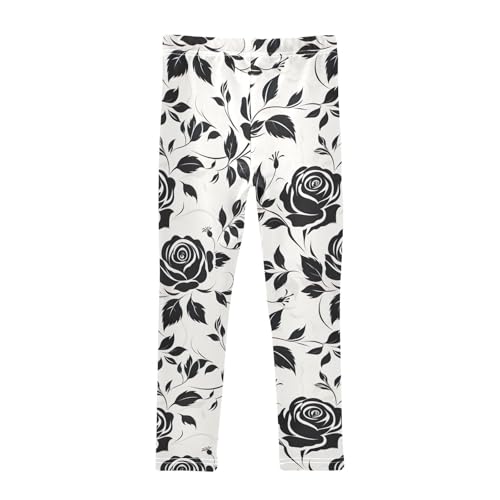 Girls' Leggings Flowers Floral Black Kids Yoga Tights Pants 1 Pack 208515952