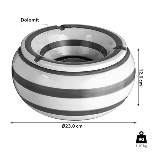 Cendrier tempête XXL Ø 23 cm d'exception au design soigné à rayures pour extérieur élégant