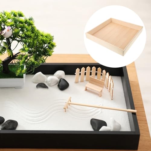 Vaguelly Bandeja De Areia De Madeira Mini Bandeja De Jardim Zen Bloco Servindo Bandejas De Armazenam