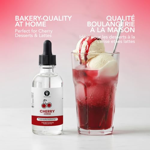 Image of Dolce Flav Natural Cherry Extract - 2 oz Water-Soluble Pure Cherry Flavoring Drops for Baking, Drinks & Desserts | Highly Concentrated | Sugar Free | Allergen Free | Made in USA