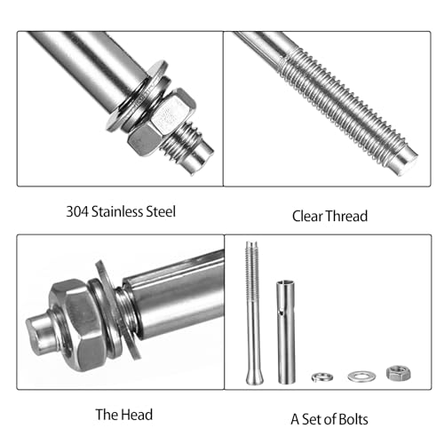 11 Stück M8 Schwerlastdübel, M8 x 80 mm Edelstahl Ankerbolzen, Ankerschrauben Expansion Schraube Bolzen, Schwerlastanker Bolzendübel, Expansionsschraube Dehnschrauben für Wandbau Befestigungsanker