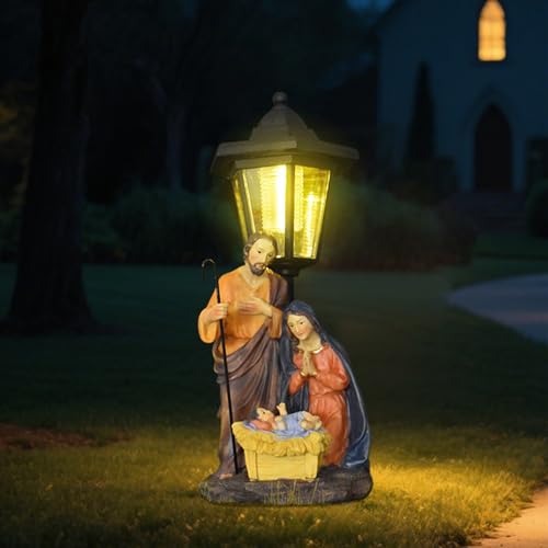 Lanterne solaire de jardin étanche et figurine crèche Jésus extérieure - 3
