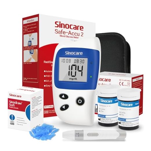 sinocare Medidor Glucosa en Sangre, Kit Prueba Glucosa en Sangre Glucometro 50 x Tiras Prueba Glucosa en Sangre y Dispositivo de Punción (Safe-Accu2)