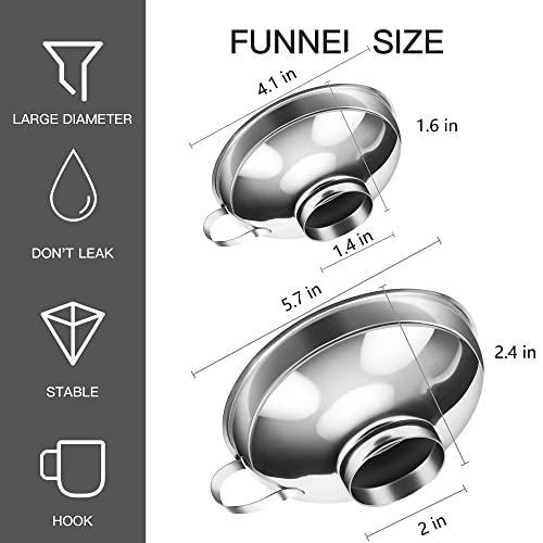 2 Pcs Canning Funnel For Wide And Regular Jars, Wide Mouth Funnel Stainless Steel Funnel For Kitchen Use, Metal Funnel Set For Transferring Liquid Power Jam Grains Dry & Wet Ingredients #TOP2