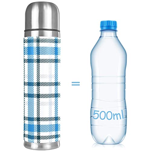 Stainless Steel Leather Vacuum Insulated Mug Plaid Thermos Water Bottle For Hot And Cold Drinks Kids Adults 16 Oz #TOP3