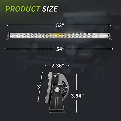 Autosaver88 52 Inch Curved Led Light Bar 513W Triple Row Spot Flood Combo Beam Work Offroad Fog Driving Lights With Wiring Harness #TOP1