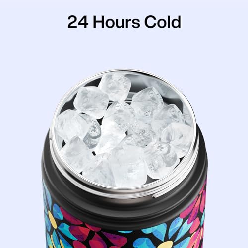 Image of ENCOOL Insulated Water Bottle with Straw Stainless Steel Water Bottle, Leak-Proof, BPA-Free, Double Wall Vacuum Keeps Cold for 24 Hours for Sports, Travel, School (26 oz, Vivid Flora)