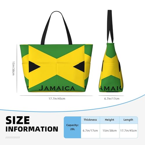Jamaican Flag Women Large Beach Bag Travel Weekender Foldable Tote Bag for Pool Beach Vacation Gym4