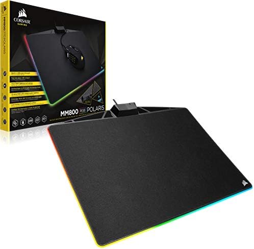 Corsair mm800 RGB Polaris Hard Surface Mousepad (15 Zone RGB Lighting, Low Friction Micro-Textured Surface, Built-In USB Pass-through Port, 400 mm x 340 mm x 35 mm) - Black