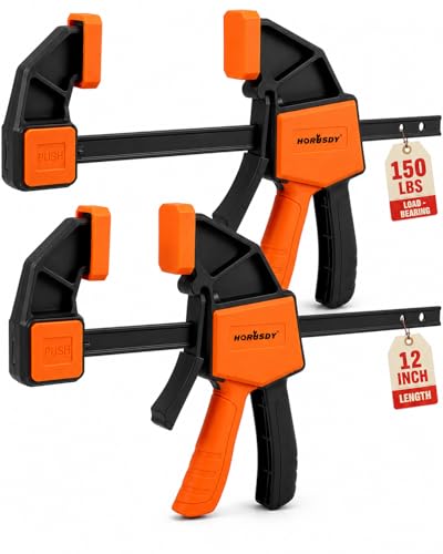 Image of HORUSDY 12'' Bar Clamps for Woodworking, 2PCS Quick F Wood Working Clamps Sets, with 150 LBS Load Limit