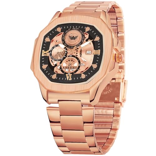 Image of Godfather Square Chrono Look New Golden Date Working Stainless Steel Strap Boys Analog Watches