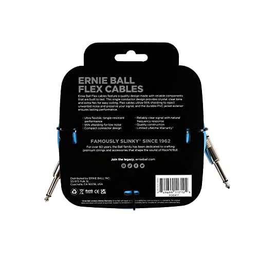 Ernie Ball Flex Instrument Cable Straight/Straight 20ft - Blue, 20 feet - Image 2