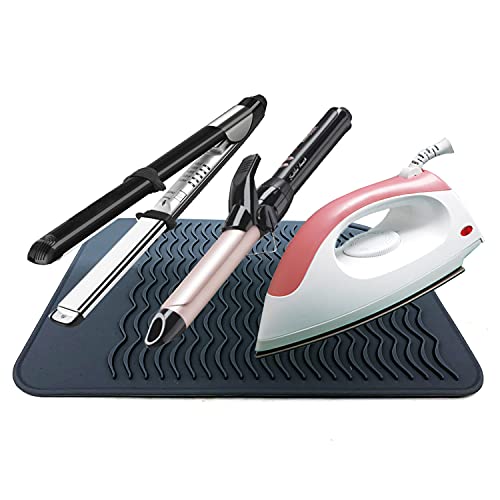 Image of Large Heat Resistant Mat for Curling Irons, Hair Straightener, Flat Irons and Hair Styling Tools 11 inch x 7.5 inch, Black
