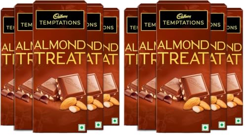 Image of Cadbury Temptations Almond Treat Premium Chocolate Bar, 70 g (Pack of 10)