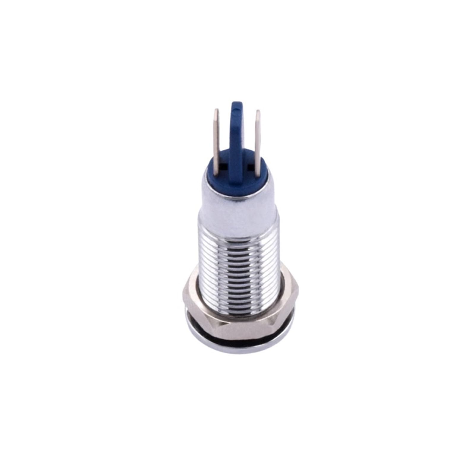 Voyant lumineux en métal étanche de 8 mm, rouge vert bleu jaune blanc LED chrome voyant d'avertissement lampe témoin 3 V 6 V 12 V 24 V 220 V(Red,3-6V DC AC)