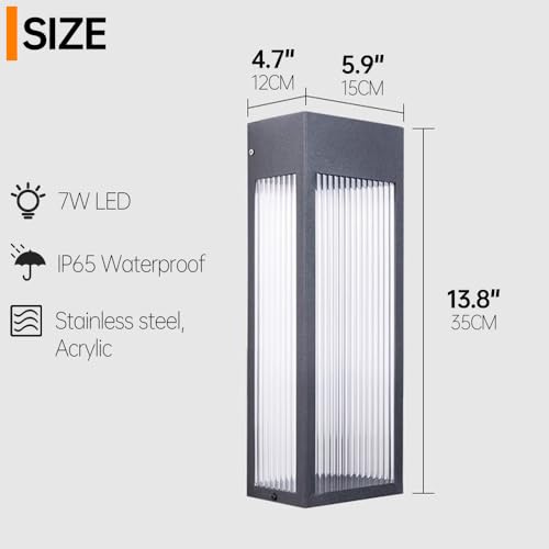 Apliques de pared LED con pantalla acrílica y diseño impermeable para exterior e interior 2
