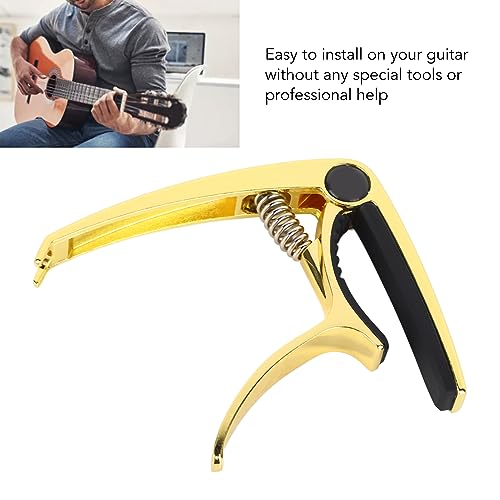Capo de Guitarra, Fácil de Carregar, Longa Vida, Capo de Guitarra Elétrica Leve para Banjo (Ouro)