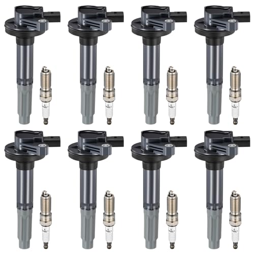 Image of BDFHYK Ignition Coil Pack UF622 and Iridium Spark Plugs SP548 Compatible with Ford F150 2011-2016 Mustang 2011-2015 5.0L V8 Ford Oem Coil Pack Coil for F-150 DG542 522197 LTR6AHX 91276 Set of 8