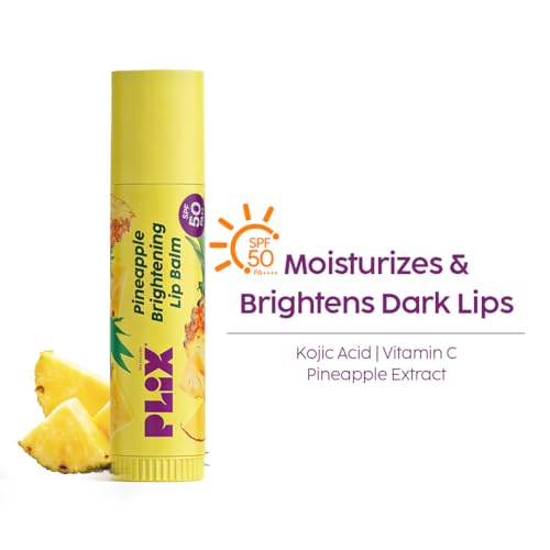 Image of PLIX - THE PLANT FIX Pineapple Brightening Lip Balm with SPF 50 | Kojic Acid & Vitamin C | SPF 50 PA ++ | Fades Pigmenation | Brightens Dark Lips | Sun Protection | Dermatogically Tested | 4g
