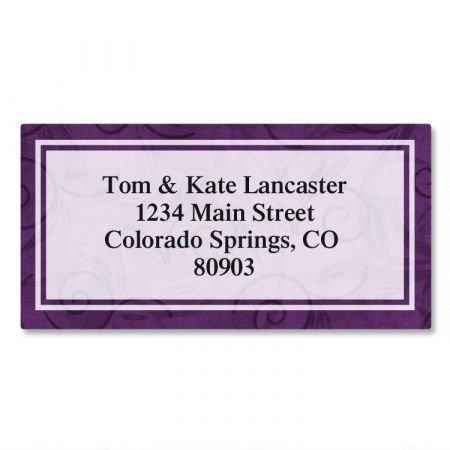 Purple Scroll Personalized Border Return Address labels- Set of 144 1-1/8" x 2-1/4" Self-Adhesive, Flat-Sheet labels, By Colorful Images