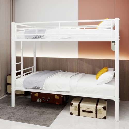 YEHTOKHOME Lit superposé en métal de 90x190 cm avec échelle et Garde-Corps,lit Moderne pour Adolescent avec sommier à Lattes métalliques(sans Matelas)...