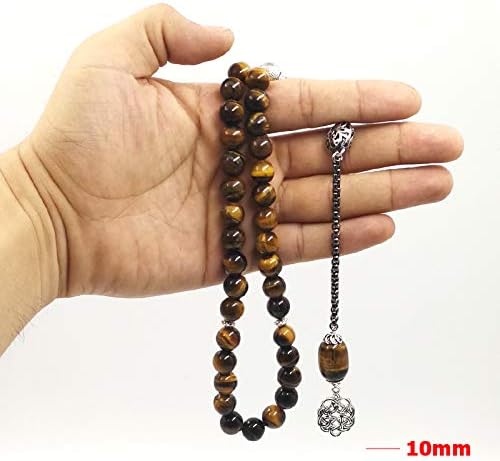 Miniatura 6 de Rosario musulmán de Tasbih con ojo de tigre natural, 33, 45, 66, 99, cuentas de oración, Arabia Saudita, joyería de moda, pulsera árabe, Misbaha
