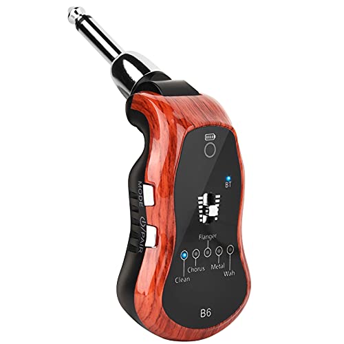 CAMOLA Guitar Headphone Amp Mini Plug Guitar Headphone Amplifier Rechargeable Pocket Guitar Amp with Bluetooth Receiver Clean Chorus Flanger Metal and Wah 5 Effects for ElectricÂ Guitar