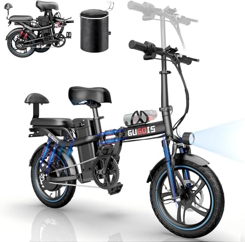 Rakowe Folding Electric Bike for Adults 750W Peak Motor Up to 45Miles EBike 16 EBike 2 Seater Electric Bike with Removable Battery All-Terrain Electric Bicycles for Commute