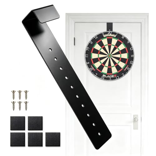 Dartboard Holder Wall Mount, Heavy Duty 304 Stainless Steel Hanging Bracket Set with Screws & EVA Pads for Steel Tip Dart Boards – Portable & Scratch-Free (Black)