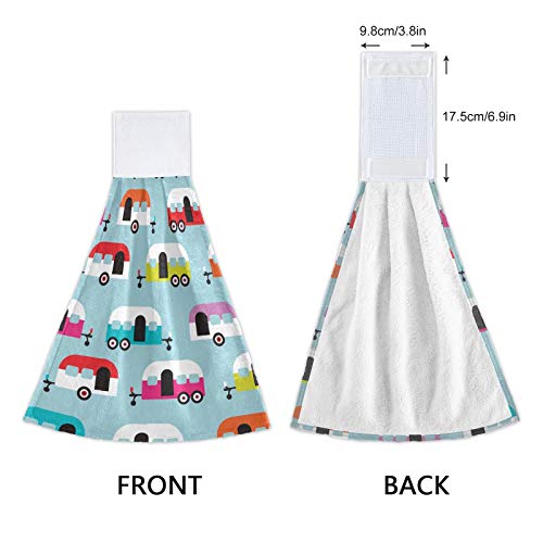 Bolaz Happy Camper Caravan Hanging Kitchen Towel Travel Car Truck Hand Towel 2 Pcs Absorbent Hanging Tie Towels For Bathroom Laundry Room Kitchen 12 X 17 Inches #TOP2