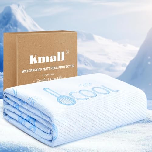 Kmall blue cooling queen mattress protector — the cheapest of the six with an 8 to 21 inch pocket
