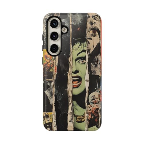 Coque rigide Samsung S24 Plus brillante - Collage vintage gris et papier déchiré