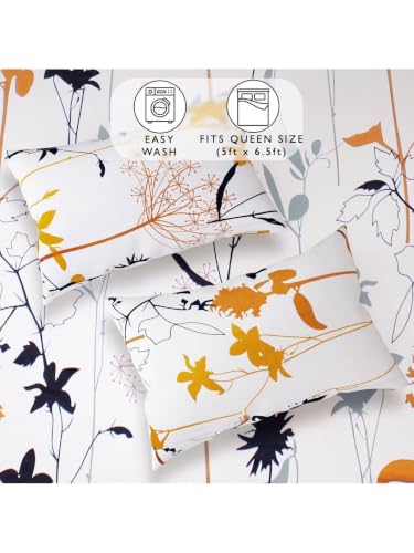 Image of 380 TC Premium Glace Cotton Elastic Fitted Bedsheet King Size with 2 Pillow Covers King Size | Double Bed with All Around Elastic (White NEW, Fitted - 72 inchx78 inch King)