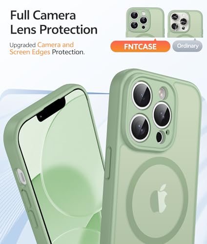 Image of FNTCASE for iPhone 13 Pro Max Case: [Compatible with Magsafe] Translucent Matte Magnetic Cases [Full Camera Protection] Military Grade Shockproof Protective Phone Cover - Light Moss