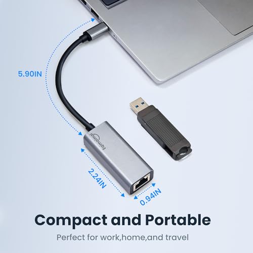 Image of USB C to ethernet Adapter,Ethernet to USB c,TypeC to RJ45 Ethernet Adapter 1Gbps Gigabit Ethernet Compatibility for Mac,MacBook Pro /Air,Dell XPS,Chromebook,Surface