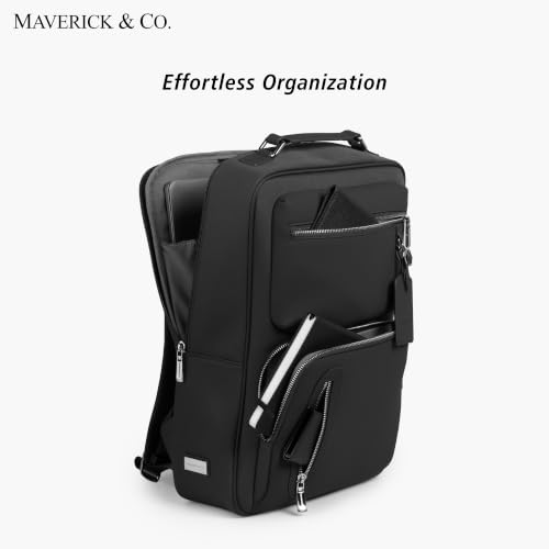 Image of Maverick & Co. Explorer Plus Leather Laptop Backpack - Stylish Work & Business Bag for Men and Women, Travel Tech Daypack