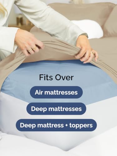 Image of Extra Deep Pocket Queen Size Sheet Set - Breathable & Cooling - Cream