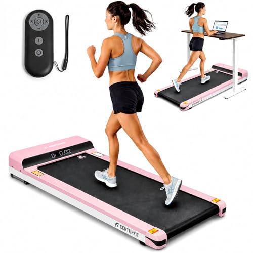 CENTURFIT Caminadora Electrica Walking Pad Rosa 3 HP con Control Remoto Superficie 105X40 Cm Velocidad 12 km/h Pantalla LED Compacta Y Plegable Capacidad 150 Kg Caminadora De Banda