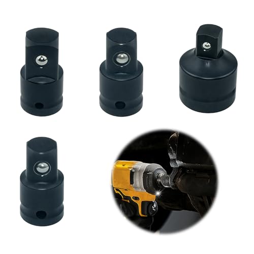 tiyiyok 4 Piezas Adaptadores Carraca, Adaptador de Vaso de Impacto, Juego Completo con Conversiones 1/2, 1/4 a 3/8, 3/8 a 1/2, 1/4, para Llaves de Vaso, Herramientas de Impacto