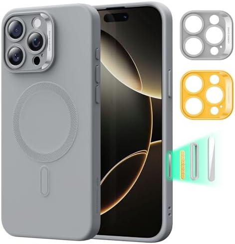ESR für iPhone 16 Pro Hülle für MagSafe, Silikon-Handyhülle, Grau | Kamerasteuerung, Militärischer Sturzschutz, ultradünn, Weiches Mikrofaserfutter